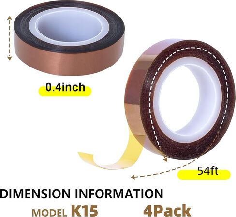 K15 Heat Tape - Professional Heat Press Tape for Vinyl Sublimation Heat Sublimation Heat Transfer, Oxidation and High Temperature Resistance Residue Free - 2Pack, 0.4 inch x 54FT in Kuwait