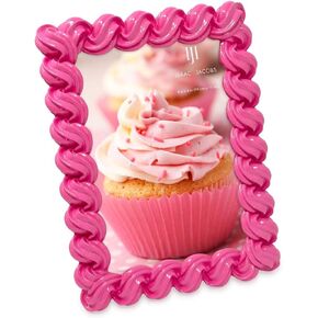 Isaac Jacobs 4x6 Pink Glossy Frosting Rectangle Picture Frame with Easel & Hook for Tabletop & Wall Display, Decorative Art Design, Home Décor, Gallery Wall, Bookshelf, Desktop Display (4x6, Pink)
