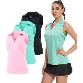 Xelky Sleeveless V Neck Polo Shirts for Women Quick Dry Collared Golf Shirts Athletic Lightweight Tennis Tank Tops
