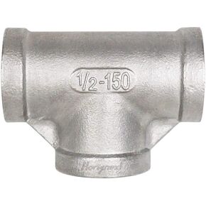 npt 3/4 female thread stainless steel tee pipe fitting, three way 1 inch I.D. connector, metal cast t shaped adapter for water air furniture tank tube industrial (1 pc)