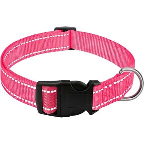Dog Collar with Buckle, Breathable Nylon Reflective Adjustable Dog Collars for Small, Medium, Large Dogs, Black/Large in Kuwait