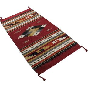 Southwest Décor Area Rug - Large Boho Aztec Style Rug for Bedroom, Living Room,Outdoor Spaces - Modern Washable Carpet for Native Home Decor - (Pueblo Pattern,Green,Mustard)40 x 20 inches