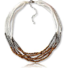 MGR MY GEMS ROCK! Multi-Strand Layered Bib Collar Statement Beaded Crystal Necklace. in Kuwait