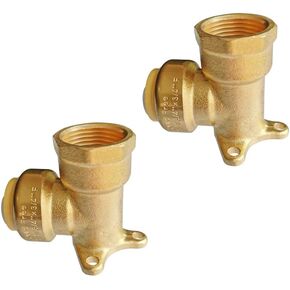 HQMPC 90 Degree Drop Ear Elbow, Push Fit Plumbing Fittings 6Pcs Push-to-Connect, No Lead Brass PEX Fittings for PE-RT, CPVC Pipe 1/2" Push Fit x 1/2" NPT Female Adapter with Disconnect Clip in Kuwait