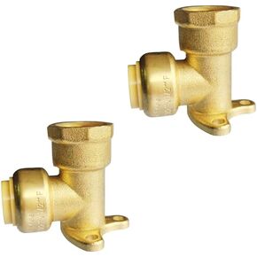 HQMPC 90 Degree Drop Ear Elbow, Push Fit Plumbing Fittings 6Pcs Push-to-Connect, No Lead Brass PEX Fittings for PE-RT, CPVC Pipe 1/2" Push Fit x 1/2" NPT Female Adapter with Disconnect Clip