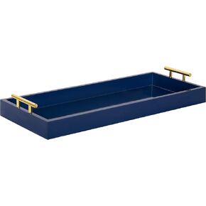 Kate and Laurel Lipton Narrow Decorative Tray with Polished Metal Handles, 10 x 24, Black and Gold, Chic Accent Tray for Display and Storage in Kuwait