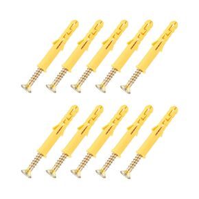 METALLIXITY Screws Plastic Expansion Pipe (10x50mm) 15Pcs, Plasterboard Plugs Self Tapping Screw - for Construction, Industry, Yellow Expansion Tube