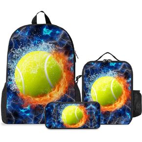 Boys Girls Backpack with Lunch Box Pencil Case, 3Pcs Backapack for Kids Teen, School Backpack Set Bookbag School Bag for Student Middle High School, Back to School Gifts （ Basketball Blue ）