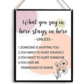 School Counselor Office Decor Therapy Office Decor What You Say In Here Counseling Office Decor Mental Health Wall Art for Therapy Office Confidentiality Wall Art Office Wood Sign Decor 10x8 Inch.