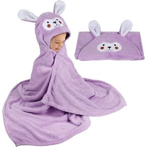 منشفة حمام للأطفال من فانسي وولف، منشفة بغطاء للرأس ناعمة للغاية، بطانية حمام عالية الامتصاص، هدايا استحمام للأطفال الصغار للأولاد والبنات - كبيرة جدًا 28 بوصة × 55 بوصة (أزرق) in Kuwait