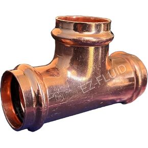 EZ-FLUID 3/4" Copper Press Tee Fitting,No Lead ProPress Copper Pressure Press 3 Way Tee Fittings,ProPress Press Copper Fitting Connection,Residential,Commercial Plumbing(10)