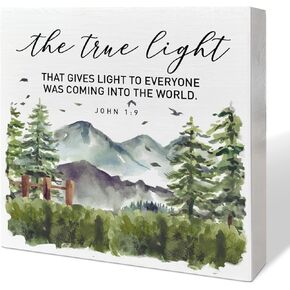 Christian Desk Wooden Box Sign Decor, I Am Who He Says I am, Home Office Religious Motivational Decor Scripture Bible Verse Desk Decoration Inspirational Christian Baptism Gifts for Women Men