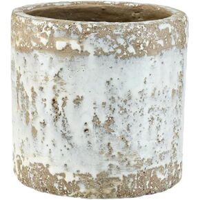 Serene Spaces Living Vintage Brown Cement Bowl, Decorative White Speckled Floral Vase, Home, Office Decor, Table Centerpiece for Wedding, Anniversary, Birthday, Holiday, 11.5" Diameter & 3.5" Tall