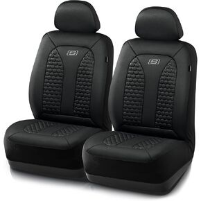 Skechers Memory Foam™ Car Seat Covers, Hexcomb Breathable Thick Seat Covers Black Two Front Seat Covers, Airbag Compatible, Automotive Comfort & Protection for Most Cars,Van,Trucks, SUVs