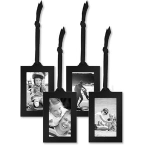 Americanflat 8 Piece 2x3 Hanging Picture Frames in Black with Adjustable Ribbon Tassels - Metal Picture Frames with Polished Plexiglass Front