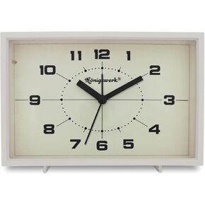 Analog Alarm Clock, 6 inch Silent Non Ticking Small Clock with Night Light, Battery Operated Simply Design for Bedroom, Bedside, Living Room, Room Decor, Desk, Table (Black)