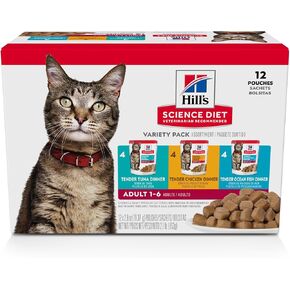 Hill's Science Diet Canned Wet Cat Food, Adult, Tender Chunks & Gravy Recipes, 5.5 oz. Cans, 12-Pack