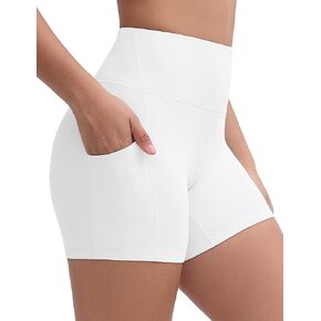 THE GYM PEOPLE Women's High Stretch Workout Shorts Tummy Control Running Biker Yoga Shorts with Side Pockets