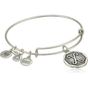 Alex and Ani Rafaelian Silver-Tone Initial "P" Expandable Wire Bangle Bracelet, 2.5"