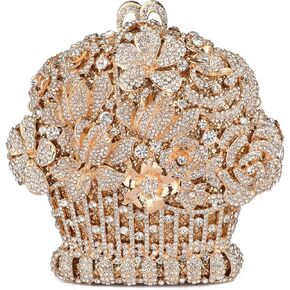 MOSSMON Flower Crystal Evening Clutch Bag Elegant Bride Wedding Party Purse for Women