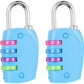 PATIKIL Combination Lock, 2Pcs 4 Digit Outdoor Padlock Waterproof Locker Lock for Luggage Suitcase, Gym Locker, Fence, Filing Cabinets, Toolbox, Gate, Silver with Colorful Wheel