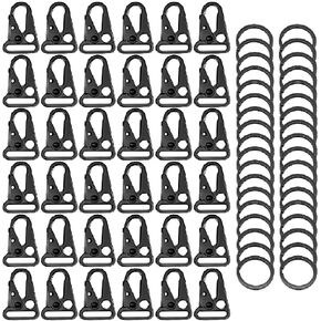 1 Inch Enlarged Mouth Clip Sling Clasp Hook for Keychain Snap Hooks Outdoor Bag Backpack Tactical Carabiners (Black 12 Pack)