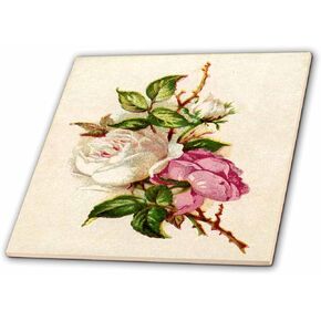 3dRose ct_204083_1 Print of Vintage English Roses Painting Ceramic Tile, 4" in Kuwait