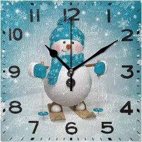 Naanle 3D Beautiful Hummingbird Flowers Print Square Wall Clock Decor, 8 Inch Battery Operated Quartz Analog Quiet Desk Clock for Home,Office,School