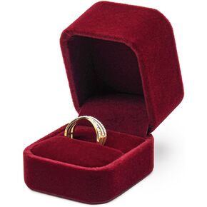 Velvet Ring Box Wedding Valentine's Day, Premium Engagement Ring Gift Box Jewelry Ring Display Holder Case for Proposal Ceremony (White) in Saudi Arabia