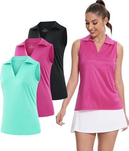 Xelky Sleeveless V Neck Polo Shirts for Women Quick Dry Collared Golf Shirts Athletic Lightweight Tennis Tank Tops in Saudi Arabia