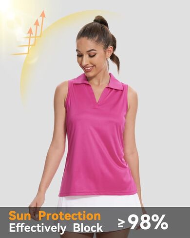 Xelky Sleeveless V Neck Polo Shirts for Women Quick Dry Collared Golf Shirts Athletic Lightweight Tennis Tank Tops in Saudi Arabia