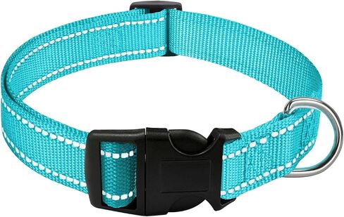 Dog Collar with Buckle, Breathable Nylon Reflective Adjustable Dog Collars for Small, Medium, Large Dogs, Black/Large in Saudi Arabia