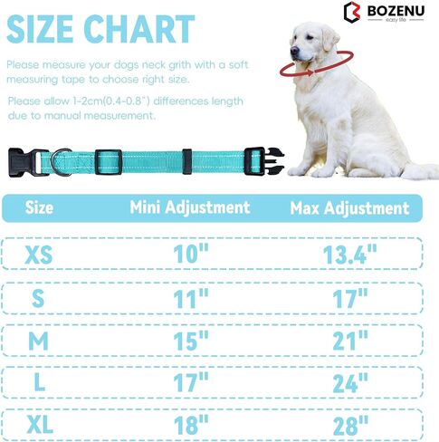 Dog Collar with Buckle, Breathable Nylon Reflective Adjustable Dog Collars for Small, Medium, Large Dogs, Black/Large in Saudi Arabia
