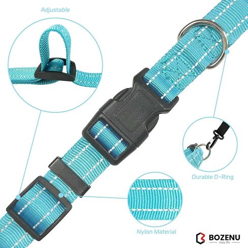 Dog Collar with Buckle, Breathable Nylon Reflective Adjustable Dog Collars for Small, Medium, Large Dogs, Black/Large in Saudi Arabia