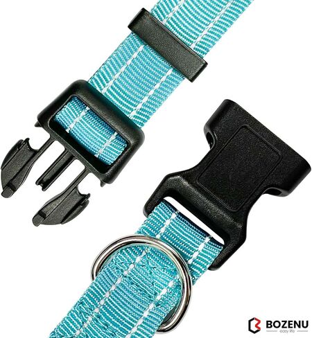 Dog Collar with Buckle, Breathable Nylon Reflective Adjustable Dog Collars for Small, Medium, Large Dogs, Black/Large in Saudi Arabia