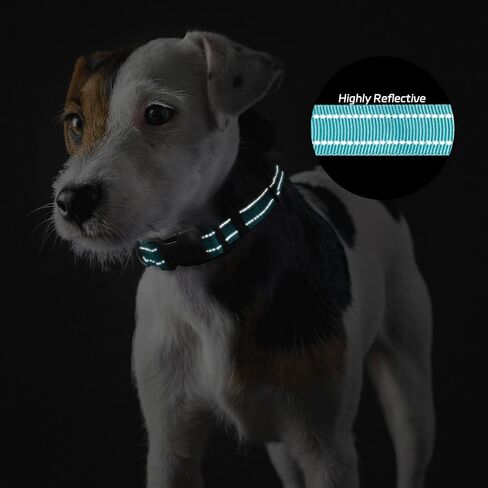 Dog Collar with Buckle, Breathable Nylon Reflective Adjustable Dog Collars for Small, Medium, Large Dogs, Black/Large in Saudi Arabia