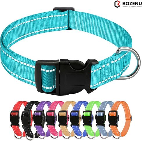 Dog Collar with Buckle, Breathable Nylon Reflective Adjustable Dog Collars for Small, Medium, Large Dogs, Black/Large in Saudi Arabia
