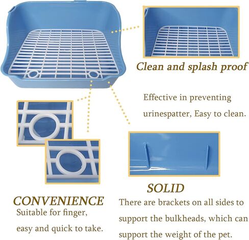 Hamiledyi Rabbit Litter Box, Small Animal Corner Potty Trainer, Bunny Toilet Pets Plastic Rectangle Cage Bedding Box Pet Pan with Chew Toys for Guinea Pigs Hamster Chinchilla Ferret in Kuwait