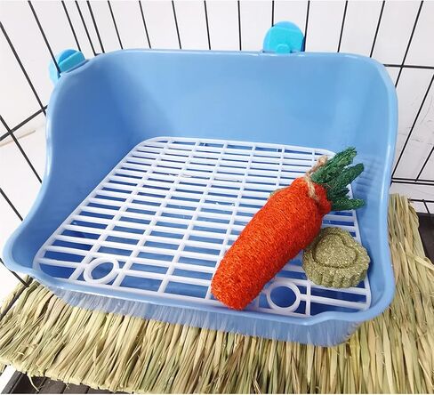 Hamiledyi Rabbit Litter Box, Small Animal Corner Potty Trainer, Bunny Toilet Pets Plastic Rectangle Cage Bedding Box Pet Pan with Chew Toys for Guinea Pigs Hamster Chinchilla Ferret in Kuwait