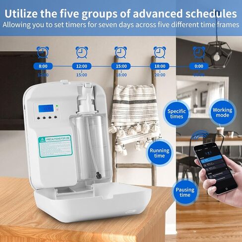 Smart Scent Air Machine for Home, Bluetooth Hotel Collection Diffuser Waterless Essential Oil Diffuser 400ML, Cold-Air Scent Diffuser, for Hotel, Office, Home, Spa, Bath Room(White) in Saudi Arabia