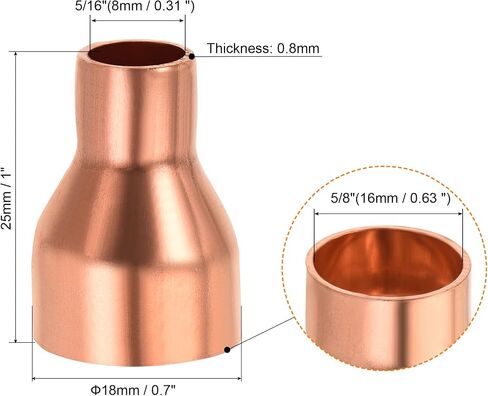 MECCANIXITY Copper Reducing Coupling Fitting with Sweat End, 1/2 x 1 Inch ID for HVAC Refrigeration Adapter, Pack of 3 in Saudi Arabia