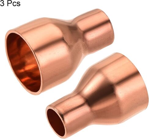 MECCANIXITY Copper Reducing Coupling Fitting with Sweat End, 1/2 x 1 Inch ID for HVAC Refrigeration Adapter, Pack of 3 in Saudi Arabia