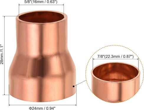 MECCANIXITY Copper Reducing Coupling Fitting with Sweat End, 1/2 x 1 Inch ID for HVAC Refrigeration Adapter, Pack of 3 in Saudi Arabia