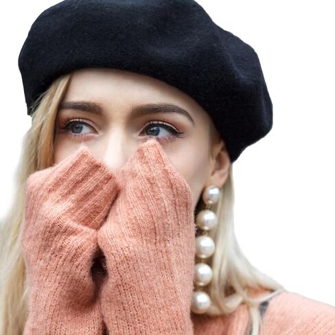 Yanmucy قبعات بيريه فرنسية كلاسيكية قبعات بيريه للنساء بلون سادة قبعات بيريه فرنسية كلاسيكية قبعة شتوية دافئة للنساء والرجال in Kuwait