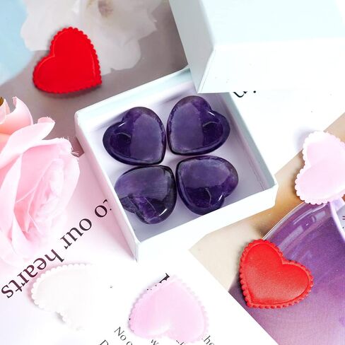 Marrywindix 4 Packs 1.2 Inches Healing Crystal Natural Rose Stone Heart Love Carved Palm Worry Stone Chakra Reiki Balancing in Saudi Arabia