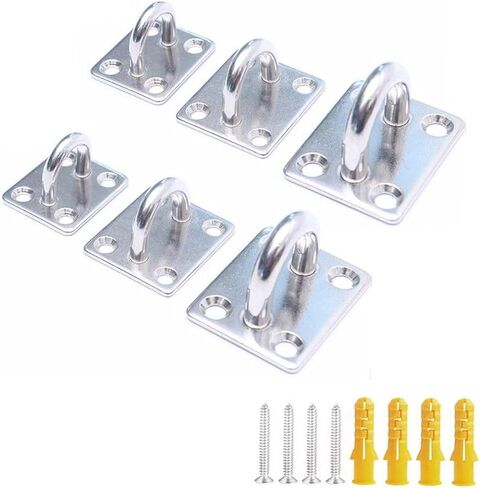 لوحة عين M5 من الفولاذ المقاوم للصدأ 304، خطافات حائط بيضاوية 5 مم، مشبك باب بيضاوي لحلقة سحب سلك المقعد، مناسب لتطبيقات أرجوحة اليوجا البحرية، عبوة من 6 قطع in Kuwait