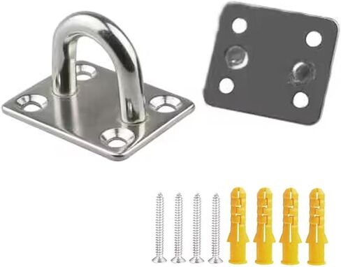 لوحة عين M5 من الفولاذ المقاوم للصدأ 304، خطافات حائط بيضاوية 5 مم، مشبك باب بيضاوي لحلقة سحب سلك المقعد، مناسب لتطبيقات أرجوحة اليوجا البحرية، عبوة من 6 قطع in Kuwait