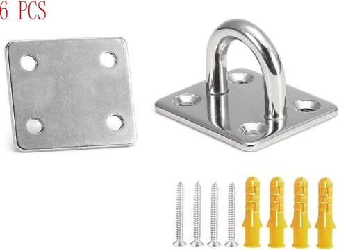 لوحة عين M5 من الفولاذ المقاوم للصدأ 304، خطافات حائط بيضاوية 5 مم، مشبك باب بيضاوي لحلقة سحب سلك المقعد، مناسب لتطبيقات أرجوحة اليوجا البحرية، عبوة من 6 قطع in Kuwait