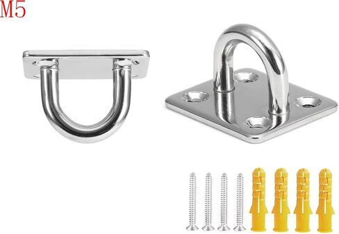 لوحة عين M5 من الفولاذ المقاوم للصدأ 304، خطافات حائط بيضاوية 5 مم، مشبك باب بيضاوي لحلقة سحب سلك المقعد، مناسب لتطبيقات أرجوحة اليوجا البحرية، عبوة من 6 قطع in Kuwait