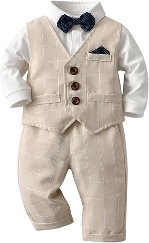 Volunboy Toddler Suit Boys Formal Wedding Guest Dress Outfit | graduation dress clothes, gentleman ring bearer bowtie outfit, back-to-school pants set, birthday photoshoot dressy outfit in Saudi Arabia